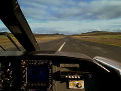 LINED UP FOR TAKE OFF AT TINGWALL AIRFIELD IN THE SHETLANDS IN A DIRECT FLIGHT BN2A ISLANDER GSICB SHETLANDS FOR A FLIGHT TO THE ISLE OF FOULA SEP 2011