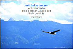 Langston Hughes Hold fast to dreams, for if dreams die, life is a broken-winged bird that cannot fly