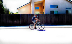 astride a bike in the Central Valley