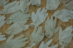 Reused disposable gloves