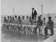 American Swimming Team at the Waikiki Natatorium War Memorial near Kaimana Beach