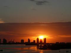 Miami Beach and Port of Miami Skyline