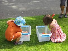 Magnet fishing game at the block party