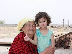 Nukus, grandmother and granddaughter