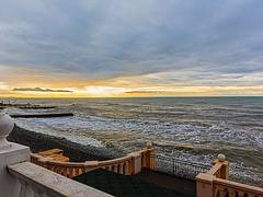 sunrise on the waterfront of Sochi in January