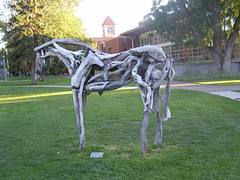 Horse made from Driftwood at campus of Whitman College in Walla Walla