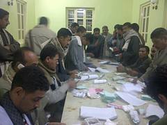Ahmed Mahran with supporters supervising dispatches to voters Assiut - Egypt.
