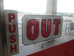 Retro Kmart Out Sign on Door