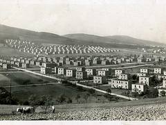Baťově čtvrť - Bata suburb after building.  early 1930s postcard