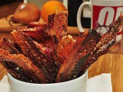 Mmm... pepper bacon candied with maple syrup and maple sugar, dusted with cayenne