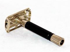 Vintage Gillette Safety Razor, Black Handle Super Speed Model, Date Code V-4 (1975), Made In USA