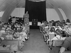 NAS Agana, Guam Sunday School in a Quonset Chapel 25 March 1951